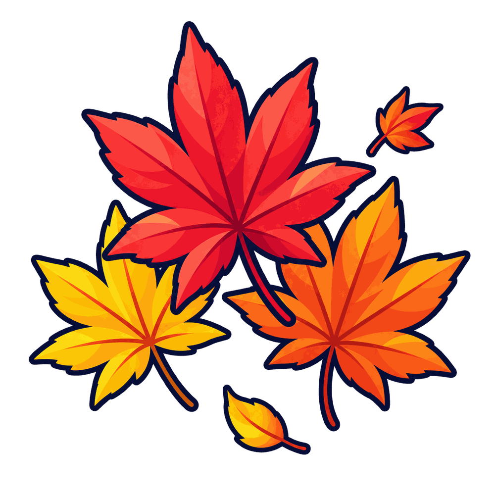 秋の紅葉の無料透過PNGイラスト