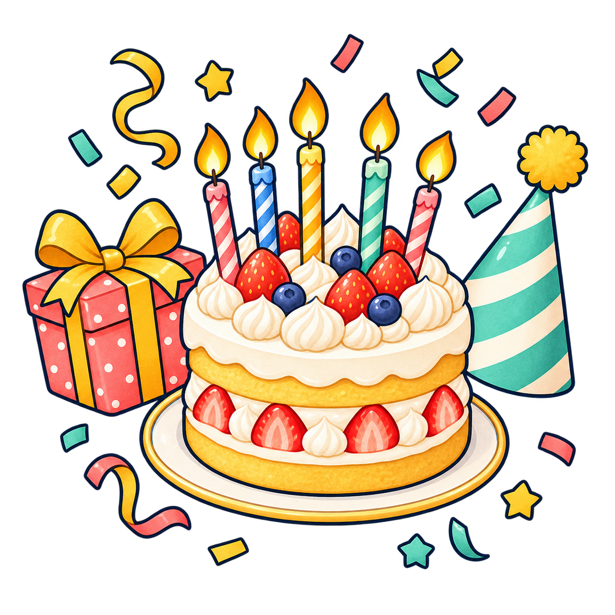 誕生日祝いの無料イラスト