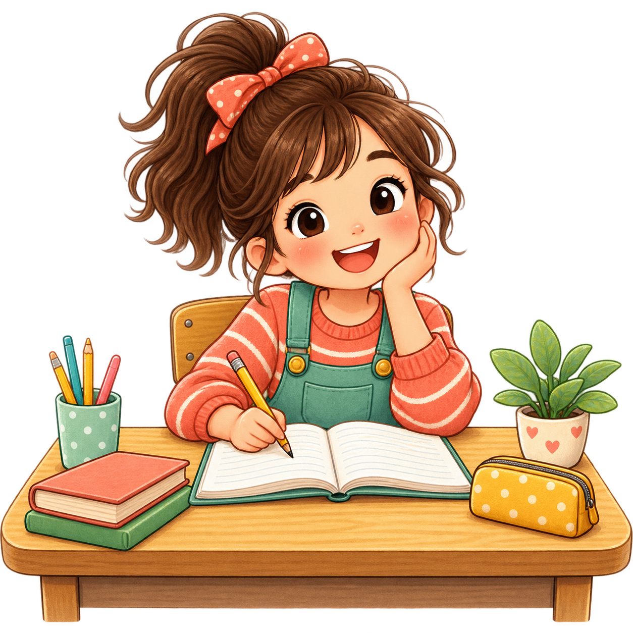 勉強する子どもの無料イラスト