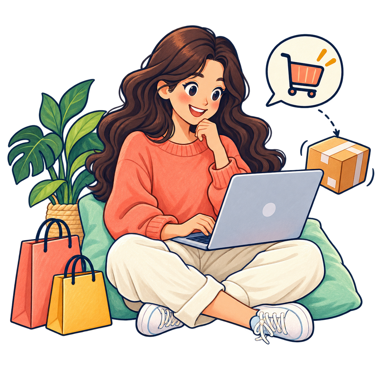 オンラインショッピングの無料イラスト