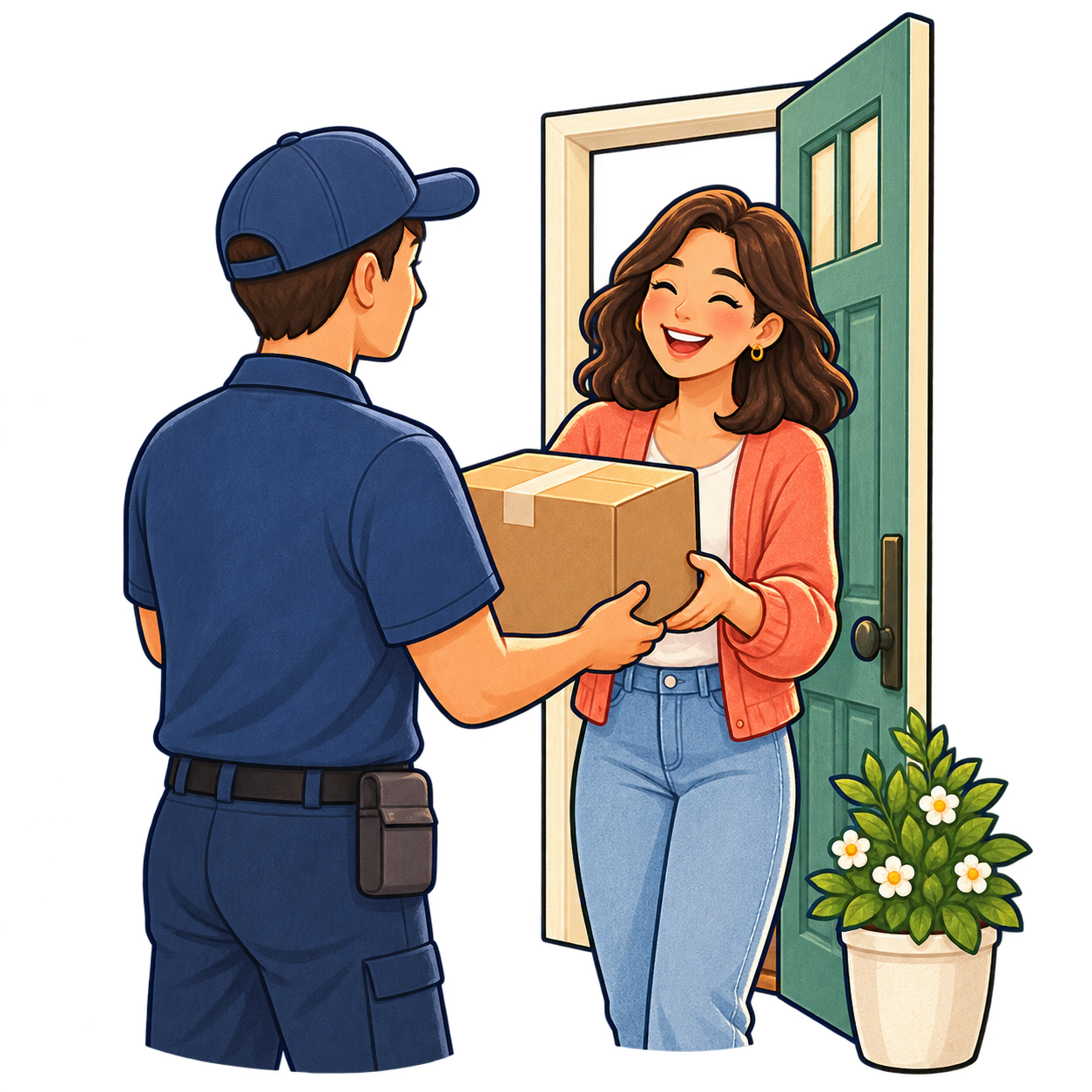 荷物のお届けの無料イラスト