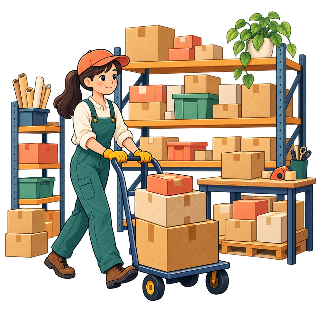 倉庫・出荷作業の無料イラスト