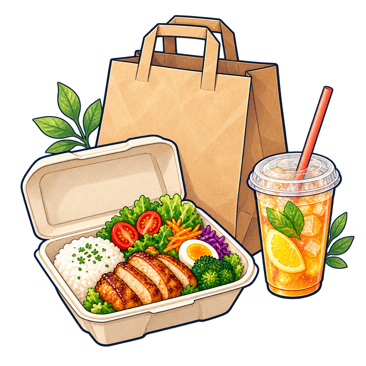 テイクアウトメニューの無料イラスト