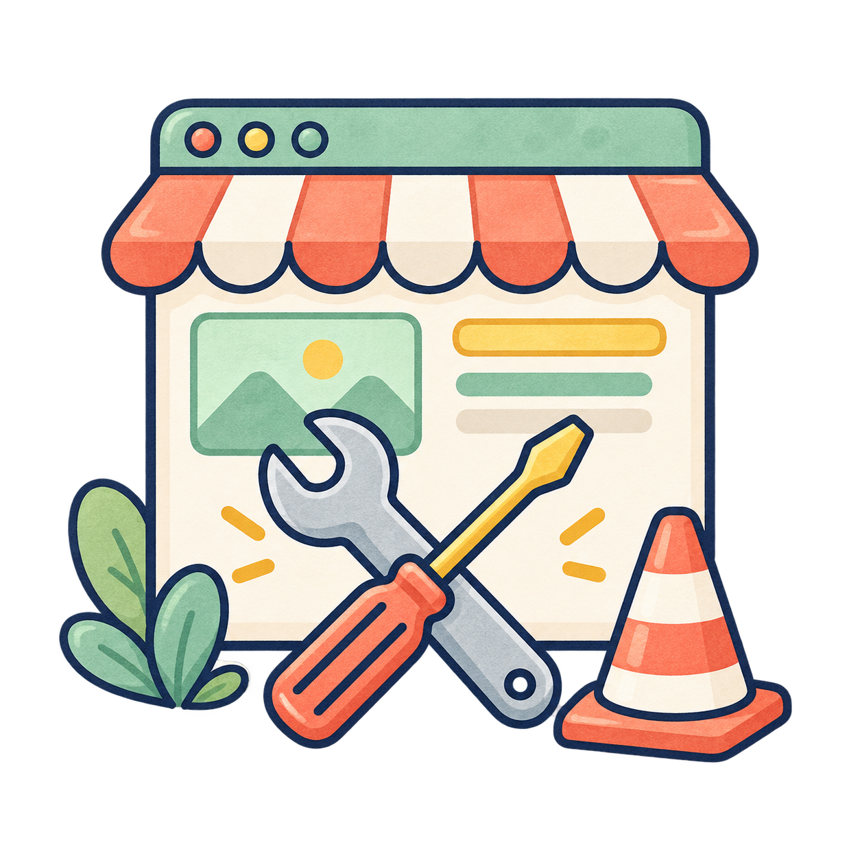 メンテナンス中の無料イラスト