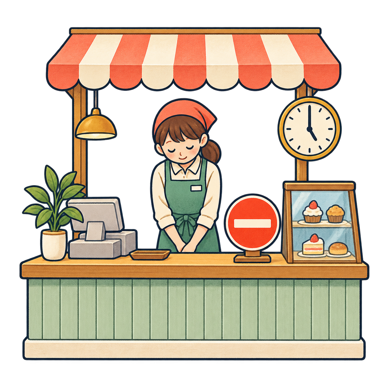 本日の営業終了の無料イラスト