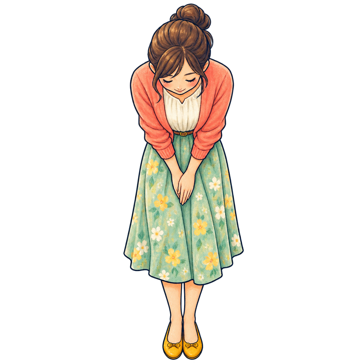 お辞儀・お礼の無料イラスト