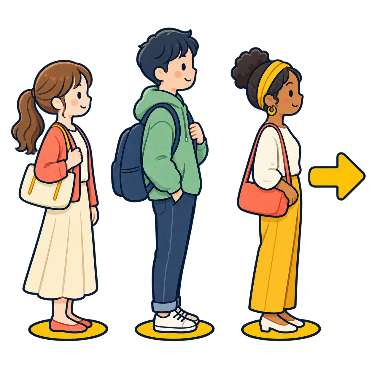 順番にお並びくださいの無料イラスト