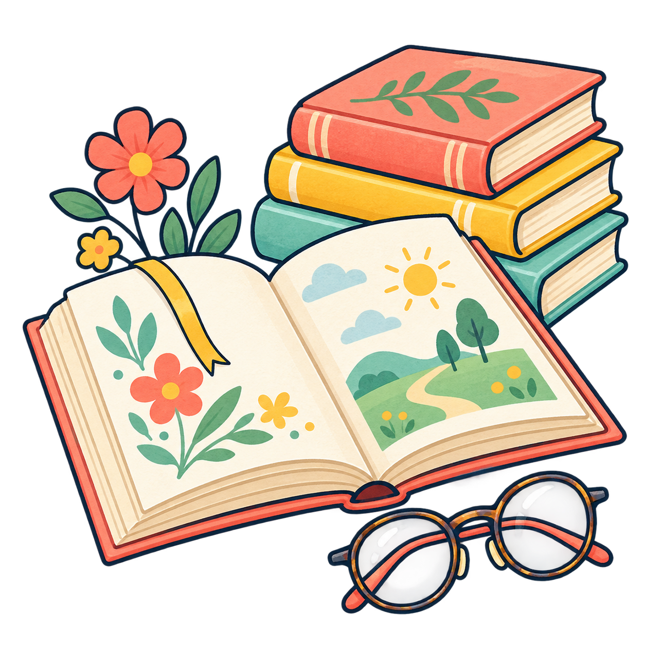 読書の無料透過PNGイラスト
