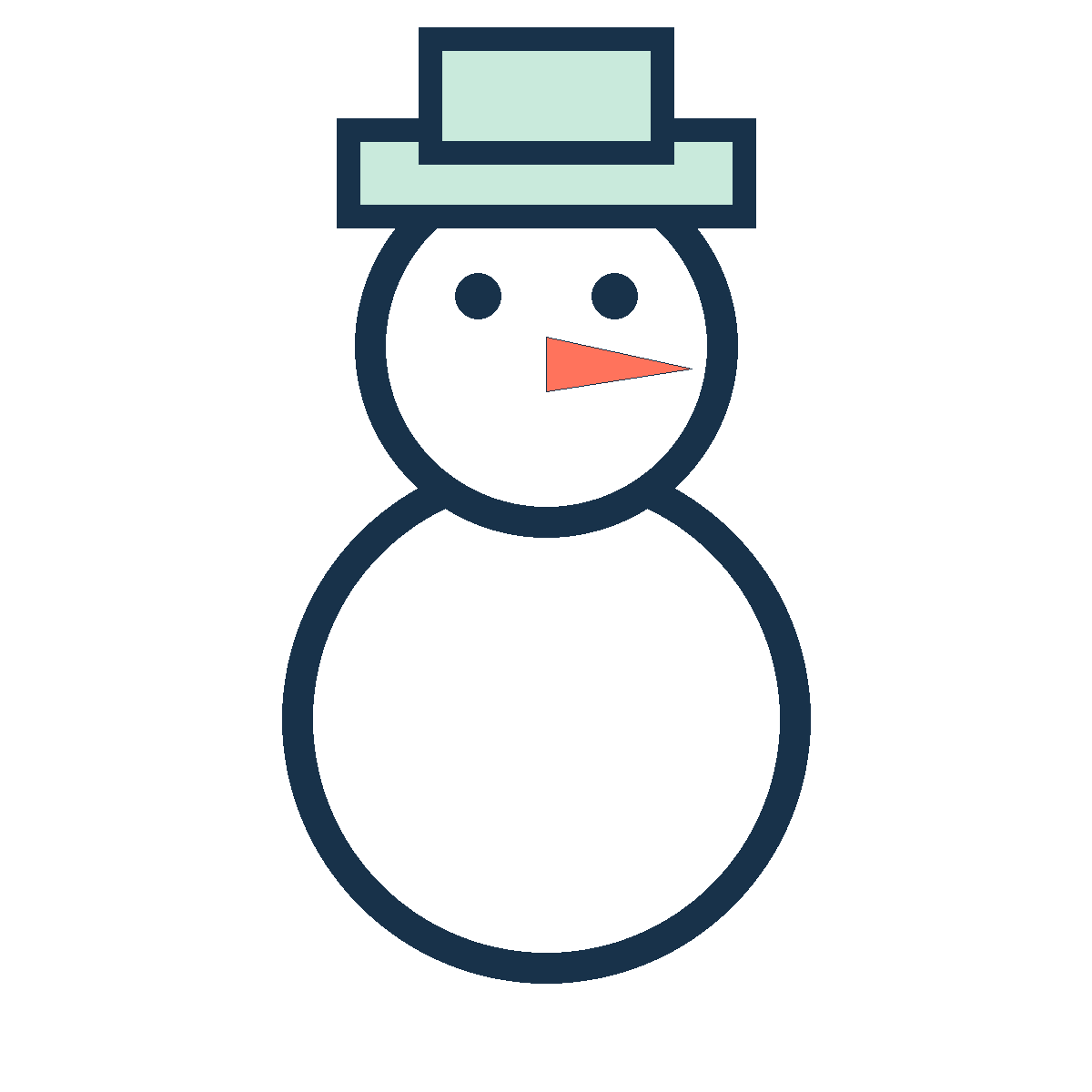冬の雪だるまの無料イラスト