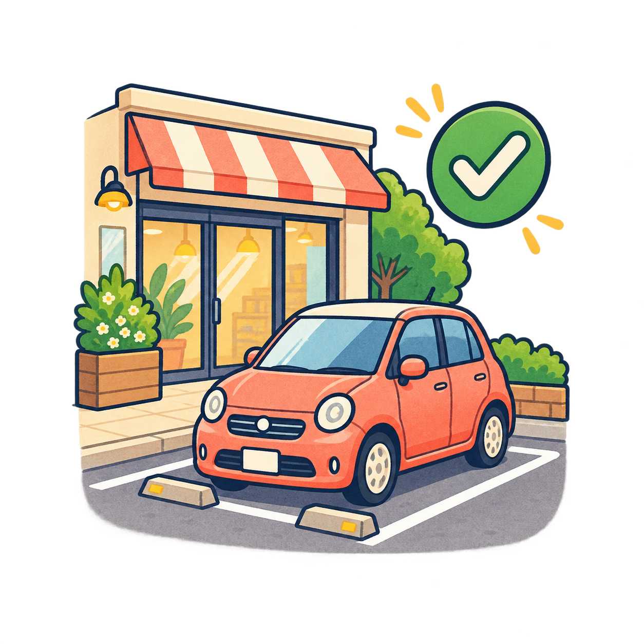 駐車場ありの無料イラスト