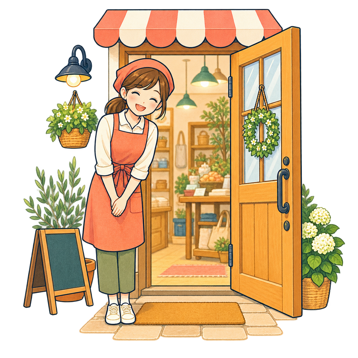いらっしゃいませの無料イラスト