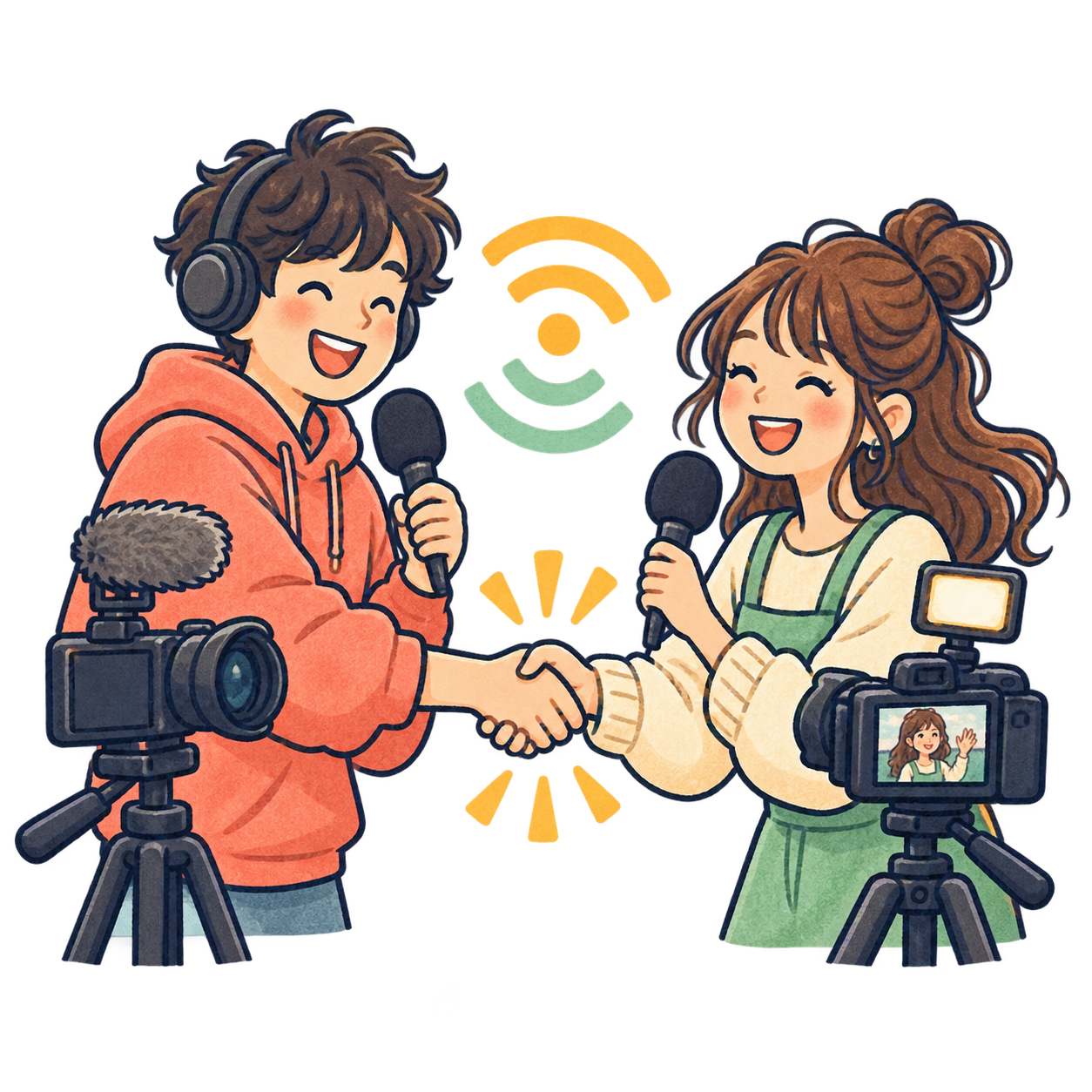 コラボ配信の無料イラスト