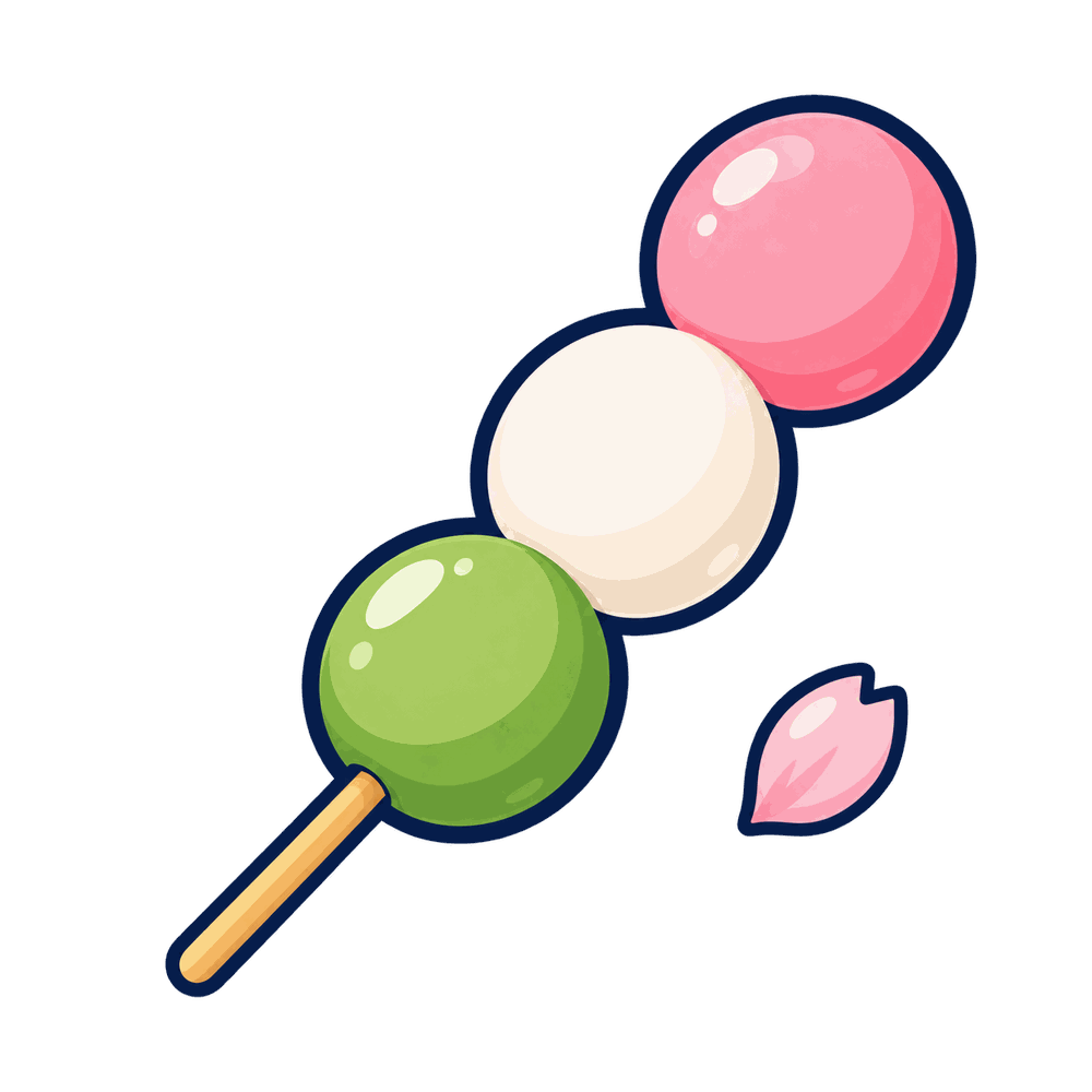 三色花見だんごの無料透過PNGイラスト