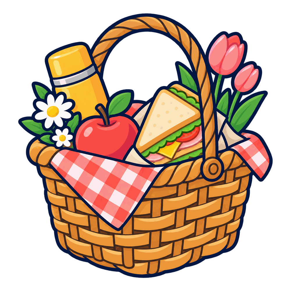 春のピクニックの無料透過PNGイラスト
