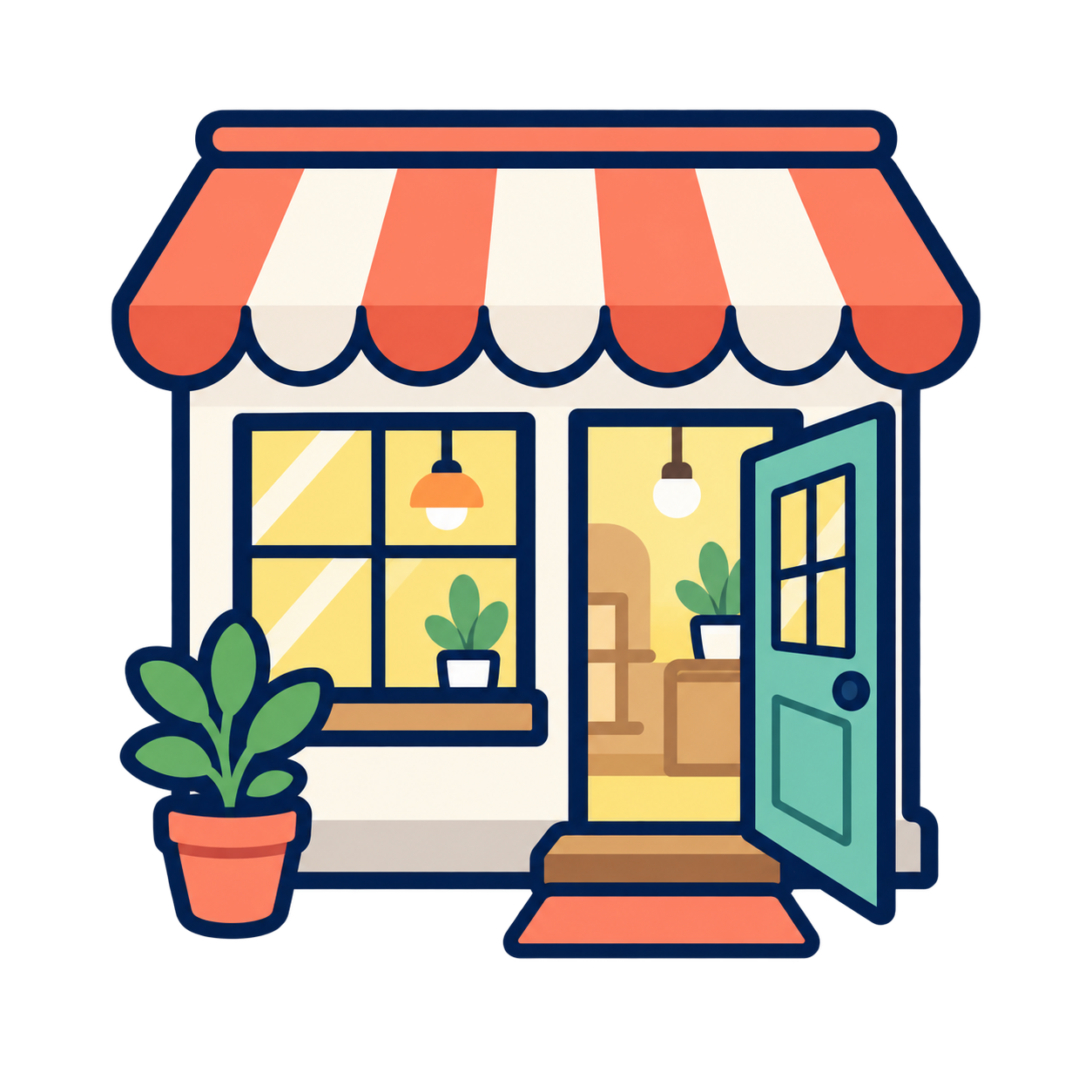 お店へようこその無料イラスト