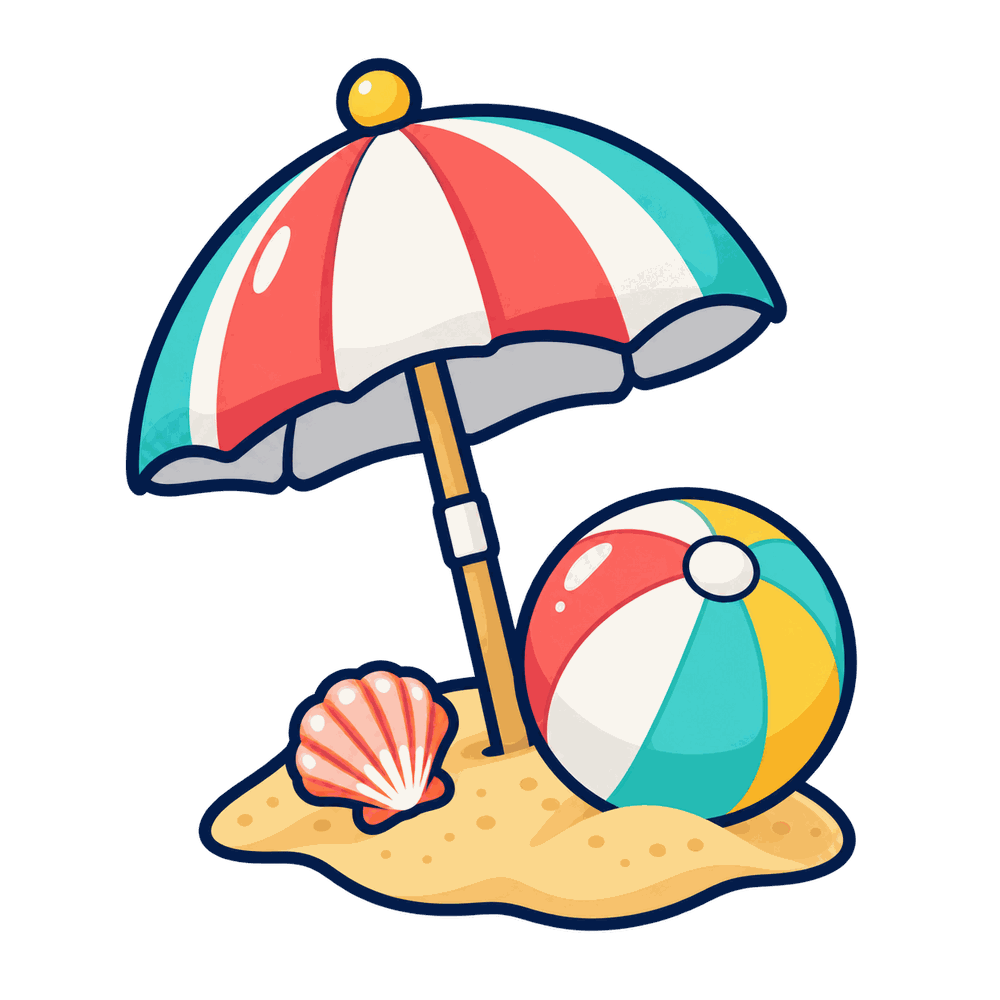 夏のビーチの無料イラスト