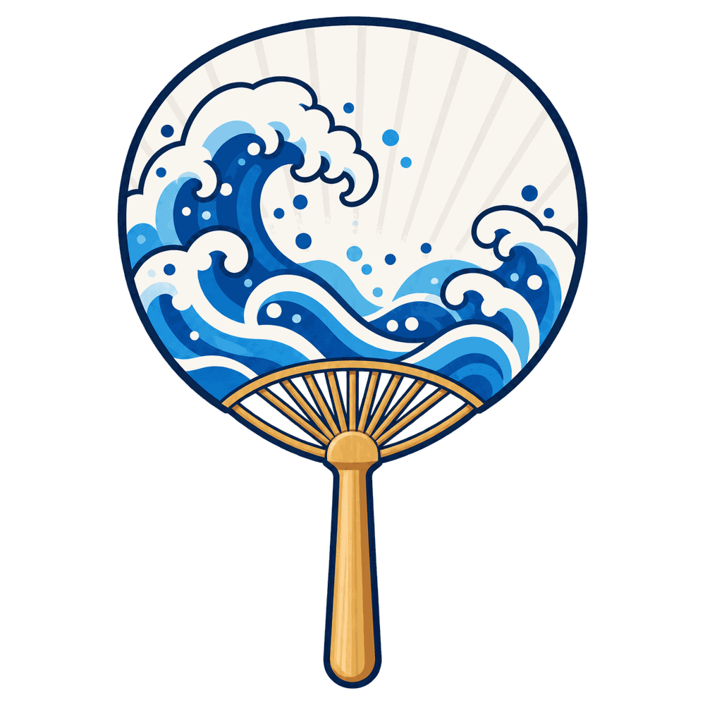 夏のうちわの無料透過PNGイラスト