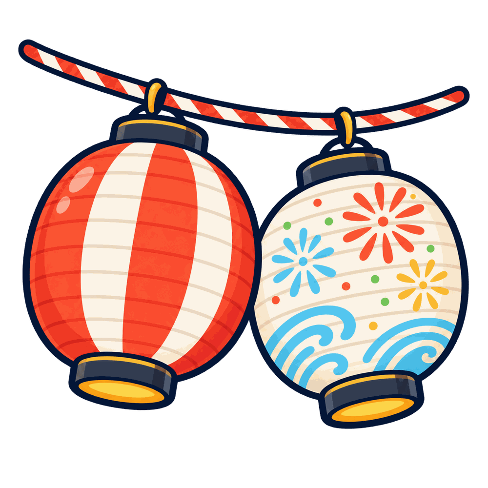 夏祭りの提灯の無料透過PNGイラスト