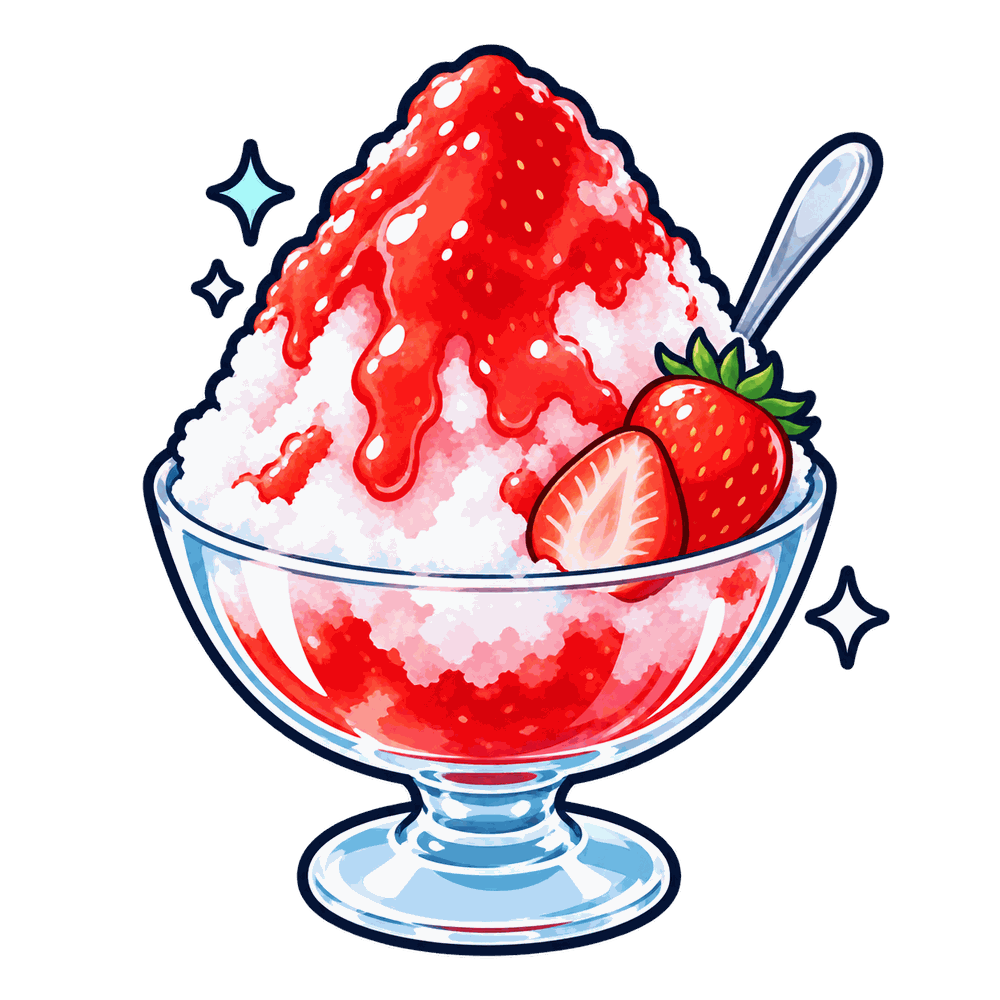 いちごかき氷の無料イラスト