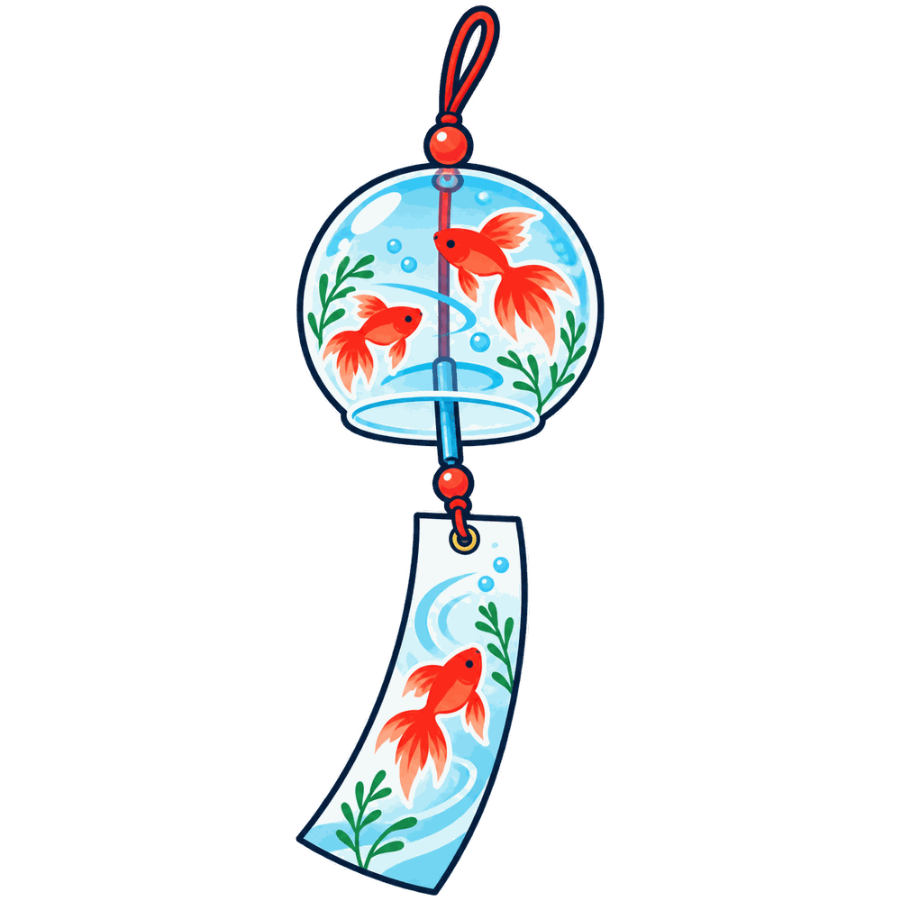 金魚の風鈴の無料透過PNGイラスト