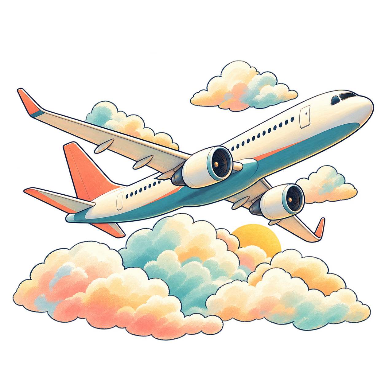 飛行機の旅の無料イラスト