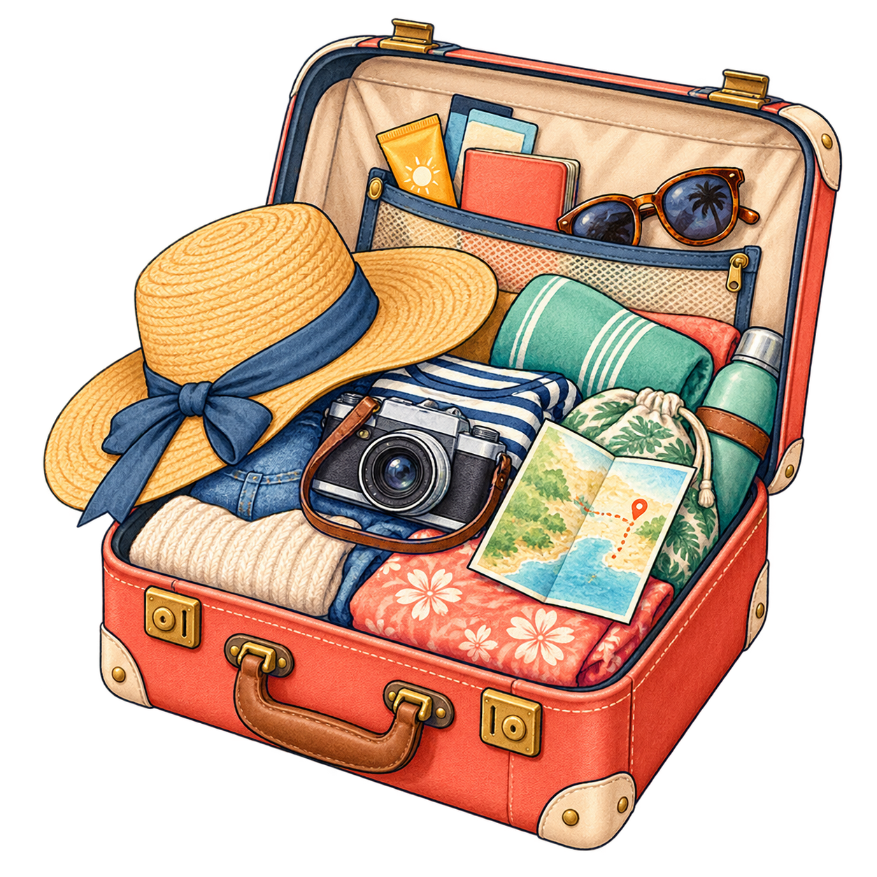 旅行の準備の無料イラスト