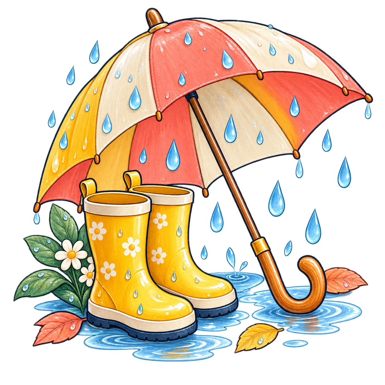雨のお天気の無料イラスト