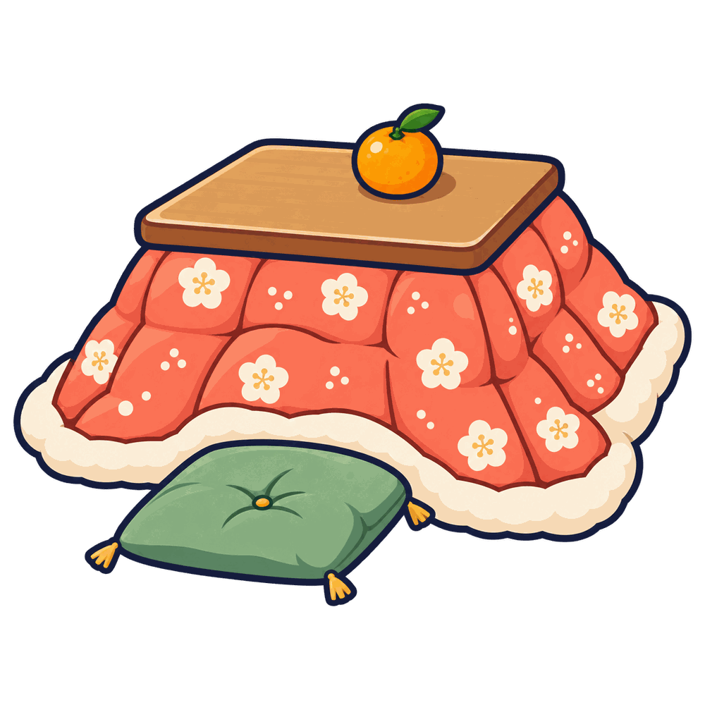 こたつとみかんの無料イラスト