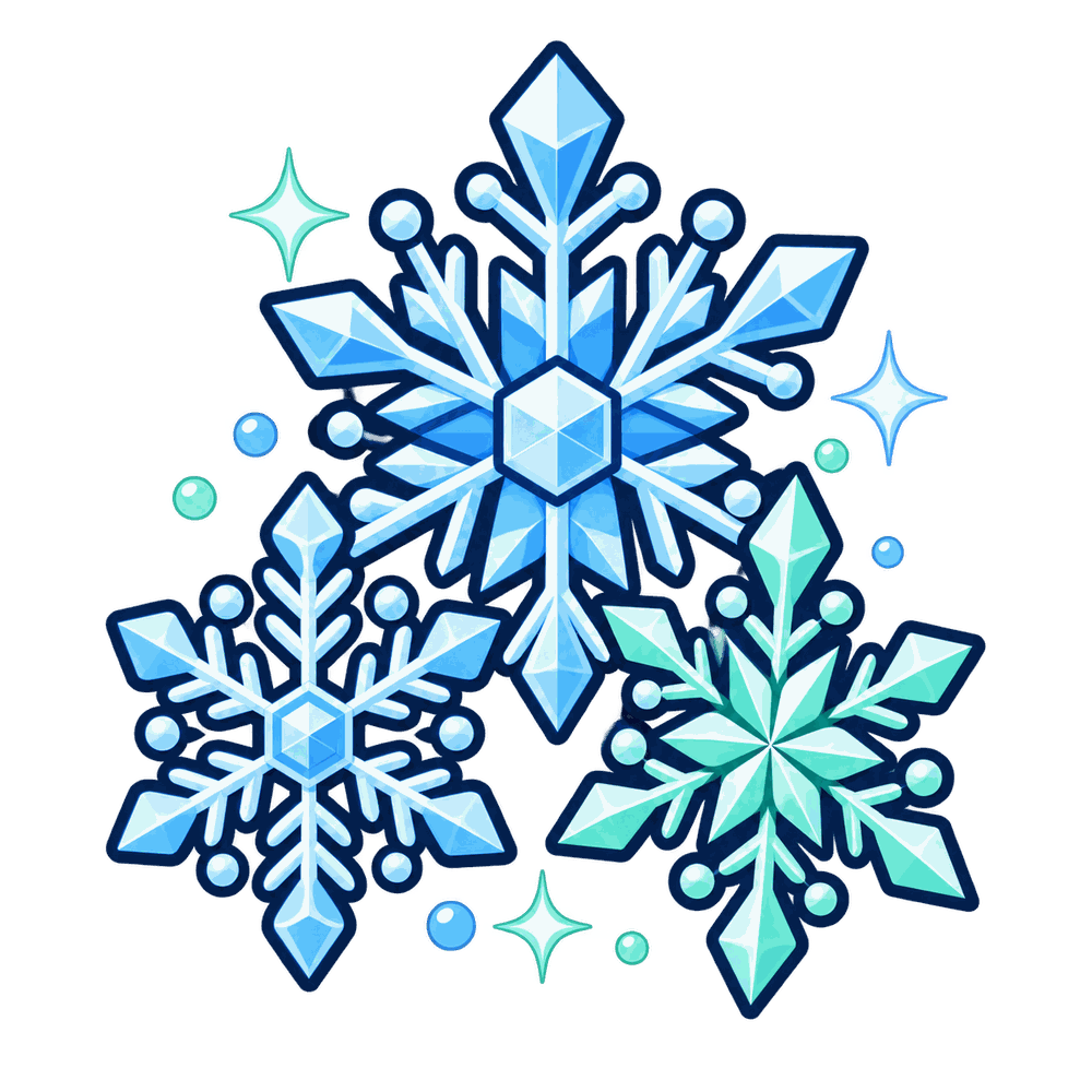 冬の雪の結晶の無料透過PNGイラスト